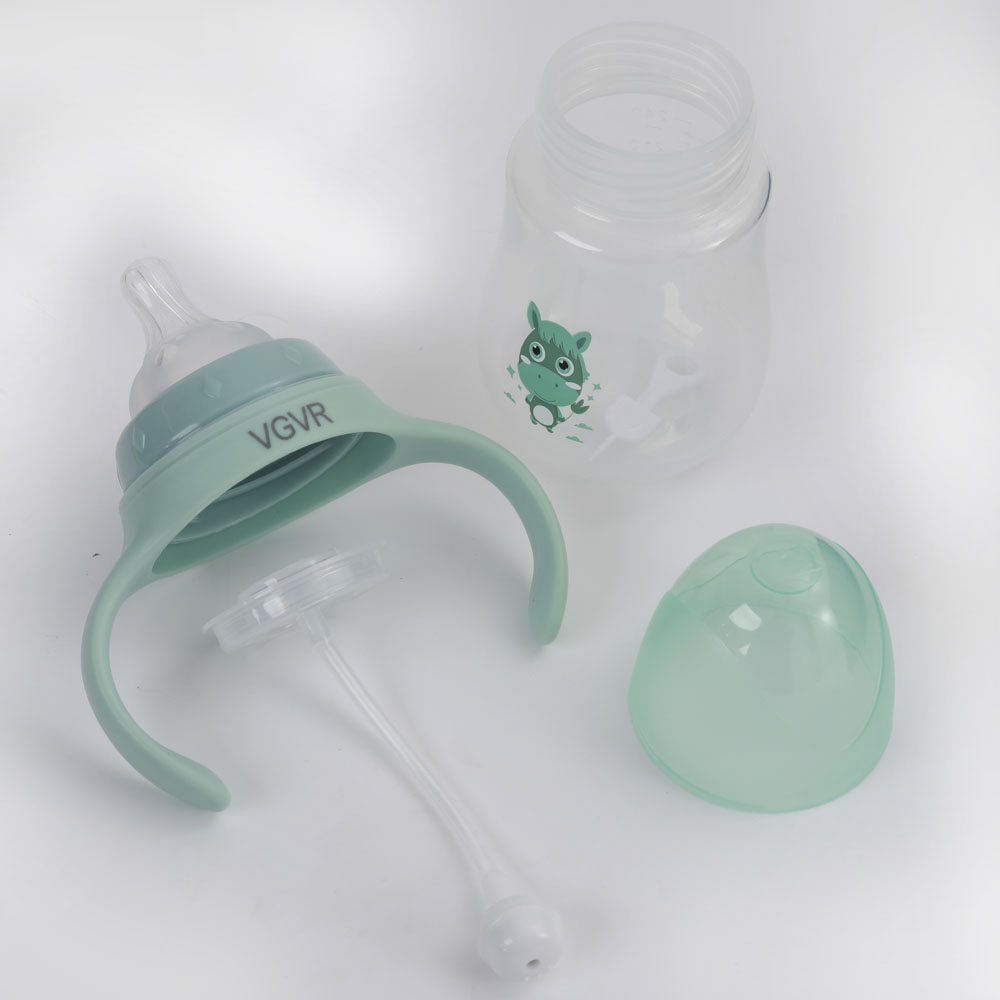 VGVR BABY BOTTLE BABY FEEDING GLASS,240ML NURSING BOTTLE FOR INFANT AND NEWBORN WITH SILICONE HANDLE
