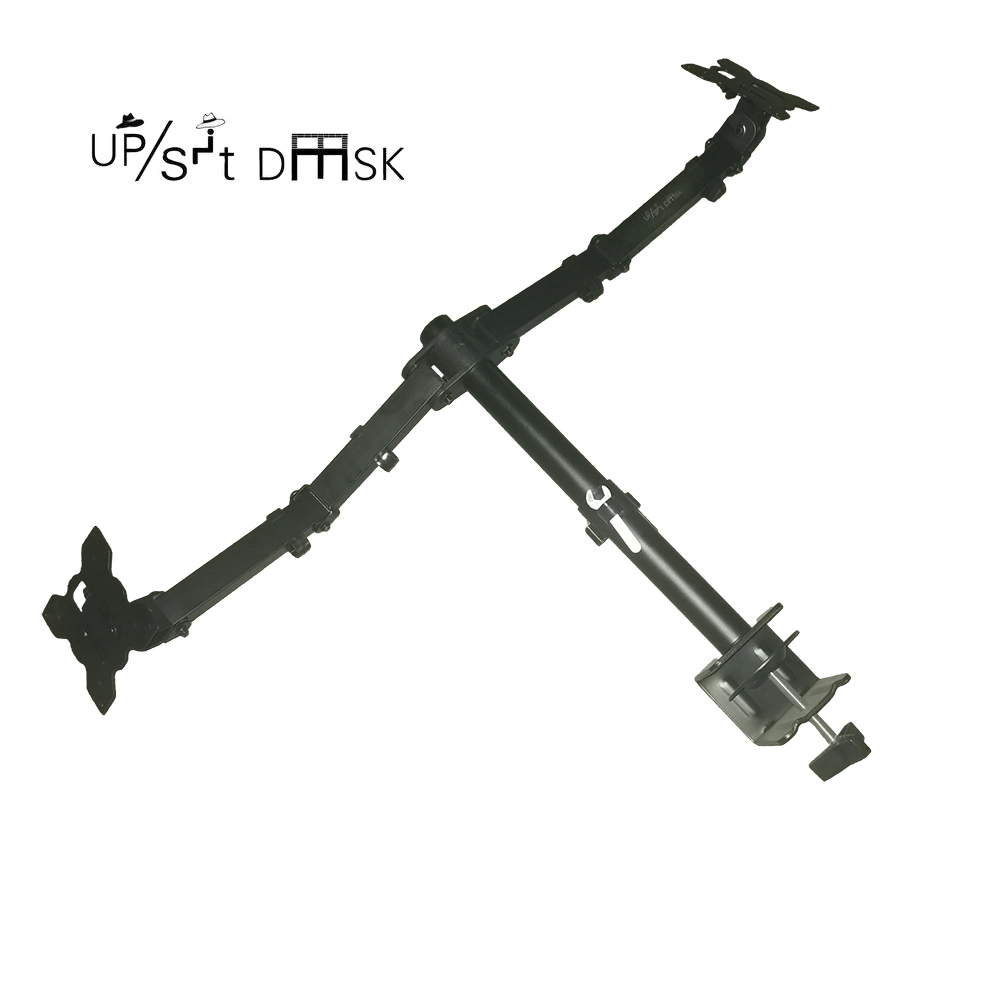 UP/SIT DASK Calculating Machines Stands,Dual Monitor Stand Up Desk Mount,Height Adjustable Desk Mount,Fits 2 Computer Screens 19 20 21 22 23 24 27 Inches