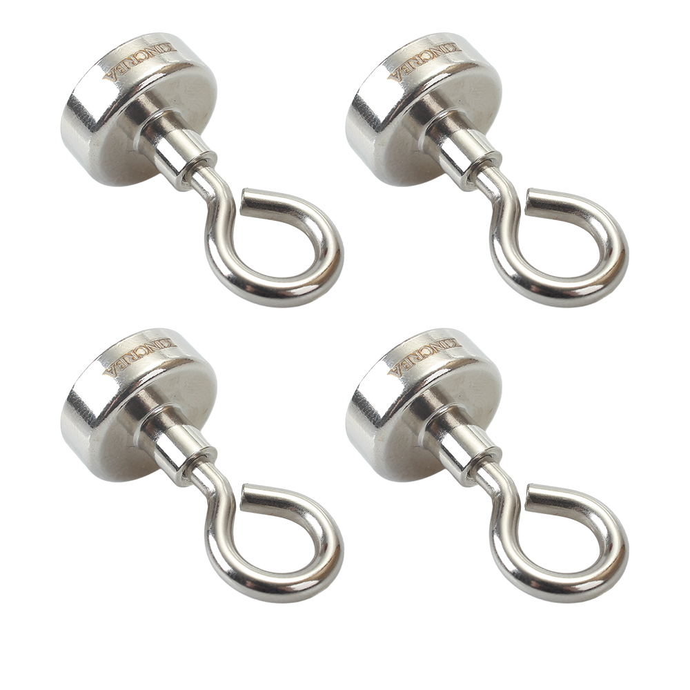 KINCREA Magnets, Duty Neodymium Magnetic with Countersunk Hole Eyebolt ,Great for Your Refrigerator and Other Magnetic Surfaces (Silver White, 0.98 ",Pack of 6)