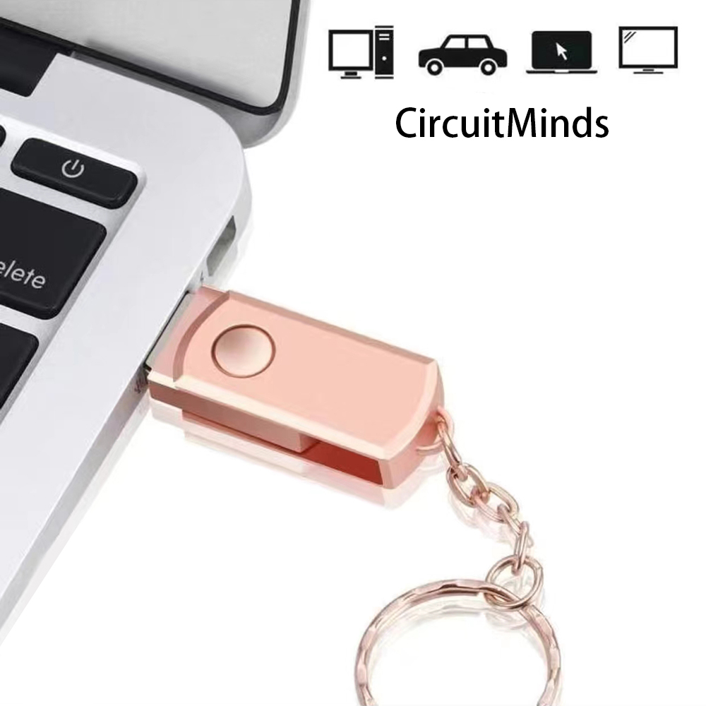 CircuitMinds USB Blank Flash Drives, USB 2.0 Flash Drive Metal Thumb Drive with Keychain for Storage and Backup