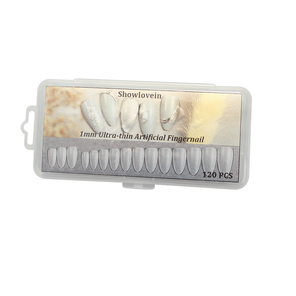 showlovein Artificial fingernails, 120PCS Circular Transparent Ultra-Thin Nail Tips with Box for Nail Extension Art Home DIY Nail Salon