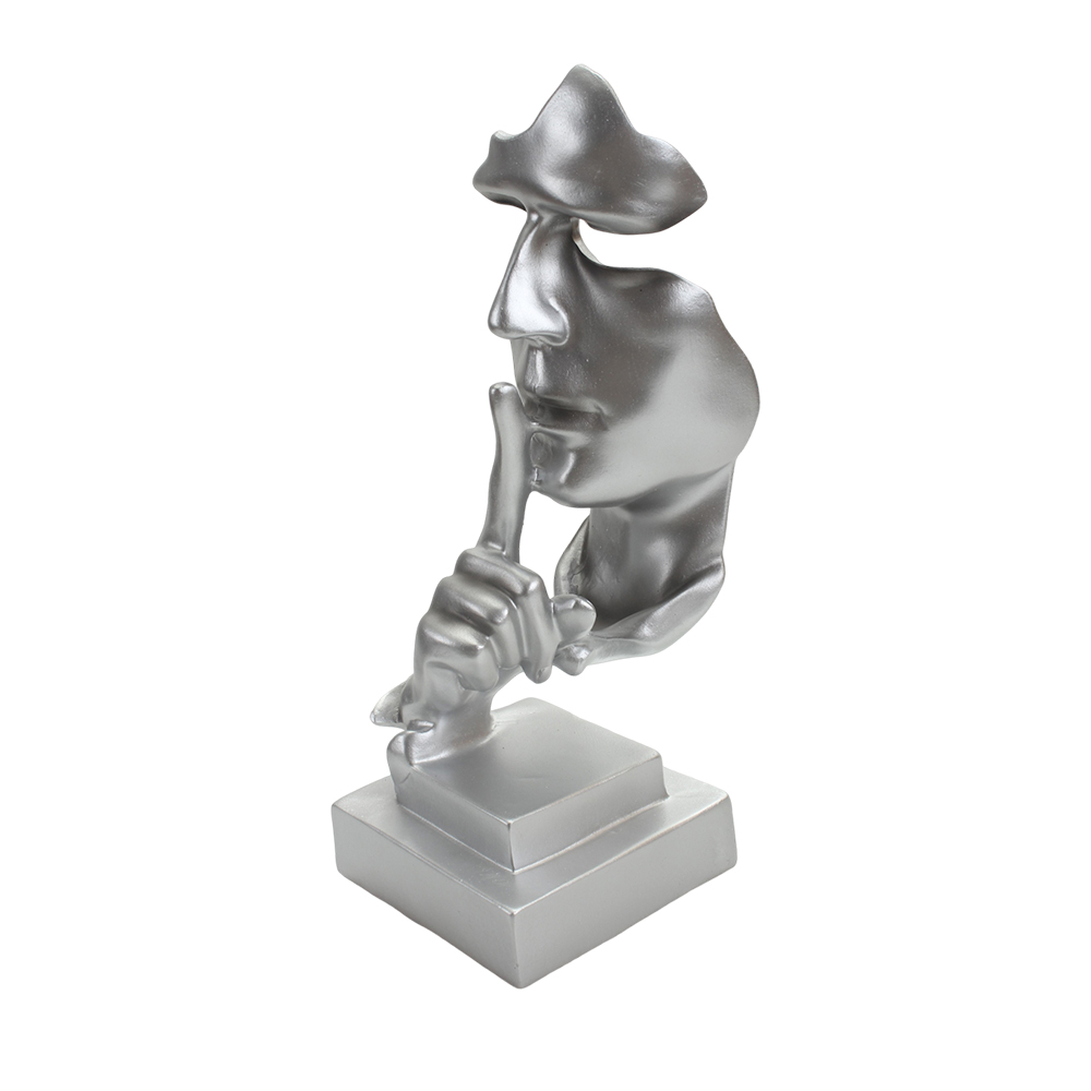 ESON HOME Cold Cast Resin Figurines ,12.2" Statue Abstract Art Figurine for Home Office Bookshelf Desktop Decor Accent,Silver