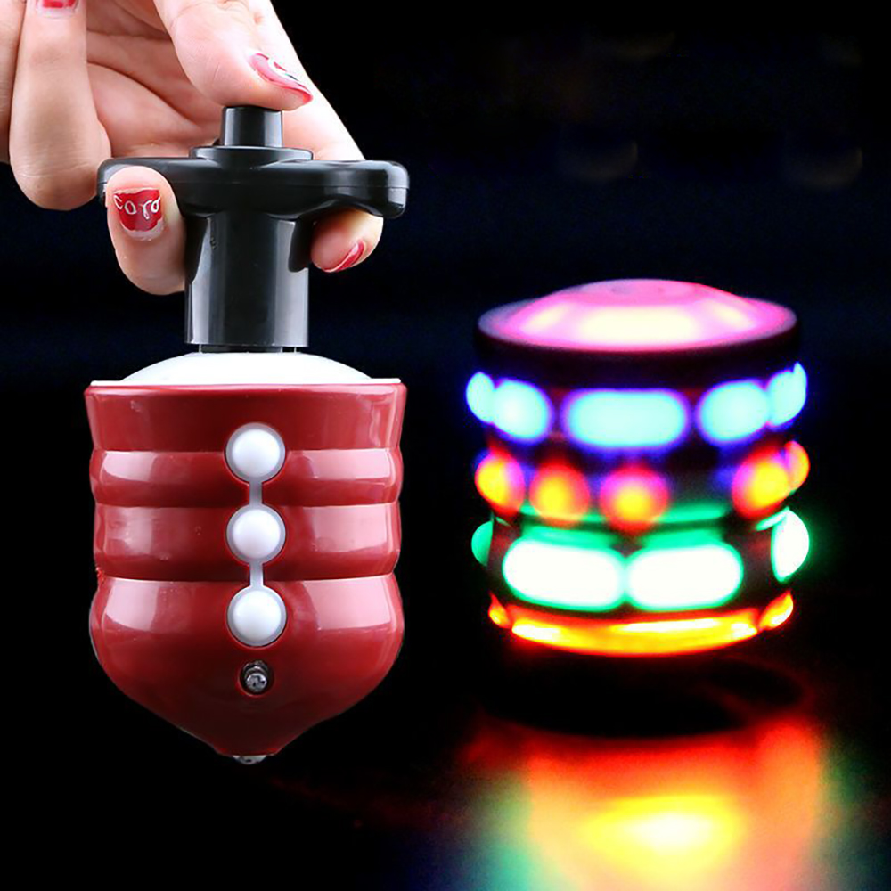 MYHARNEY Children's Classic Toys gyroscope toy music rotating colorful luminous gyro launcher（2PCS）