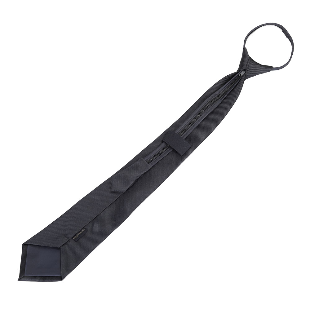 manvelous Men Solid Black Polyester Zip Up Neckties.