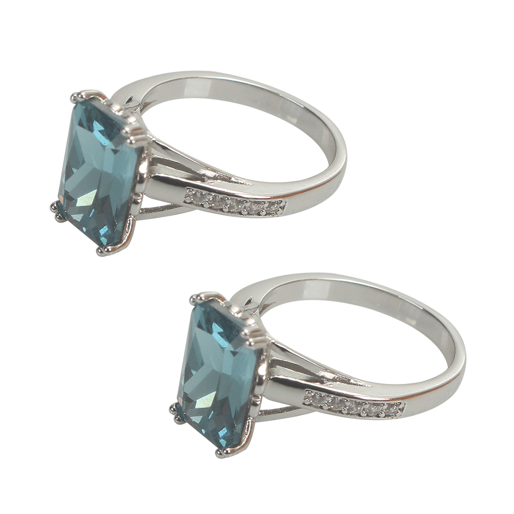 Ziella Ring,Titanium Steel Blue Gemstone Set Diamond Ring for Women