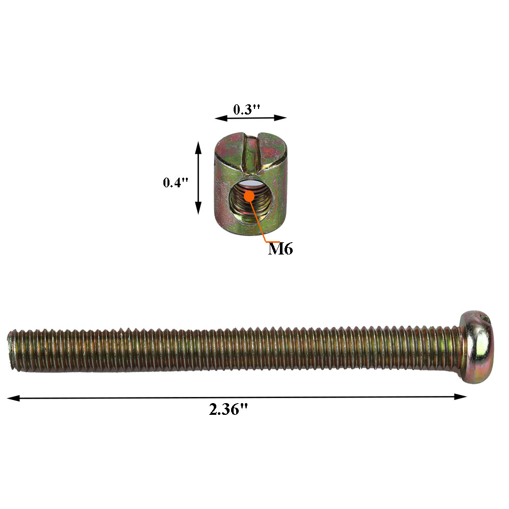 TresCasa Furniture fittings of metal Thread Cross Dowel Bolts and Nut Suit, 5 Pcs.