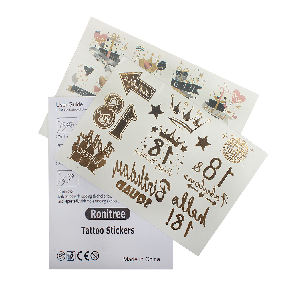Ronitree Stickers,18th Birthday Party Temporary Tattoo Set - Happy Birthday Squad Crowns and Other Waterproof Stickers