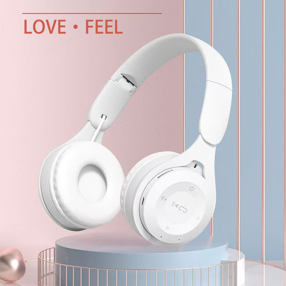 LOVE·FEEL Headphones,HiFi Stereo Wireless Bluetooth Headphones with Mic Foldable Lightweight Headset for Home Office