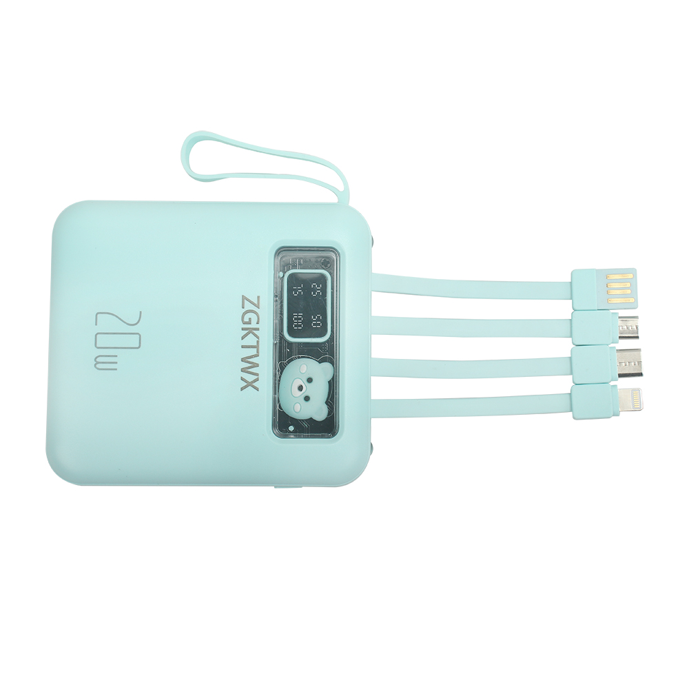 ZGKTWX Portable Power Chargers with Built-in Cable,20000mAh Mini Compact Fast Charging Power Bank for iPhone,Tablet,Samsung,Huawei