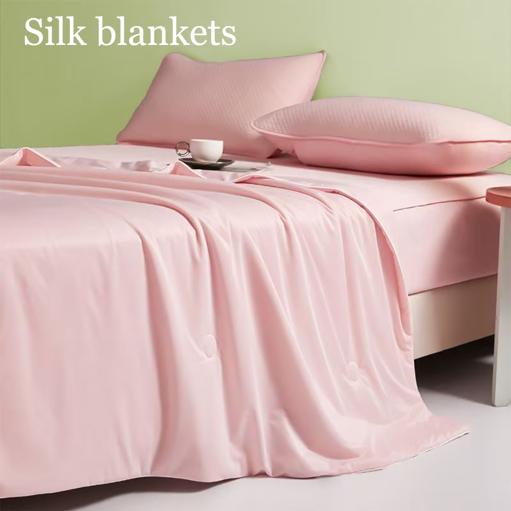 SNOWMAN Silk blankets pink Home dormitory with ice silk, summer cool, air conditioning, soft and skin friendly fabric, silky smooth