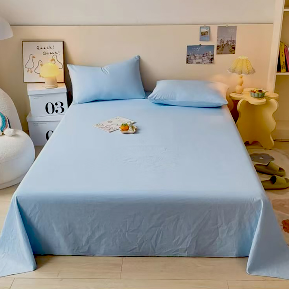 SNOWMAN Bed linen Solid color household bedroom summer thin fabric silky bed sheet