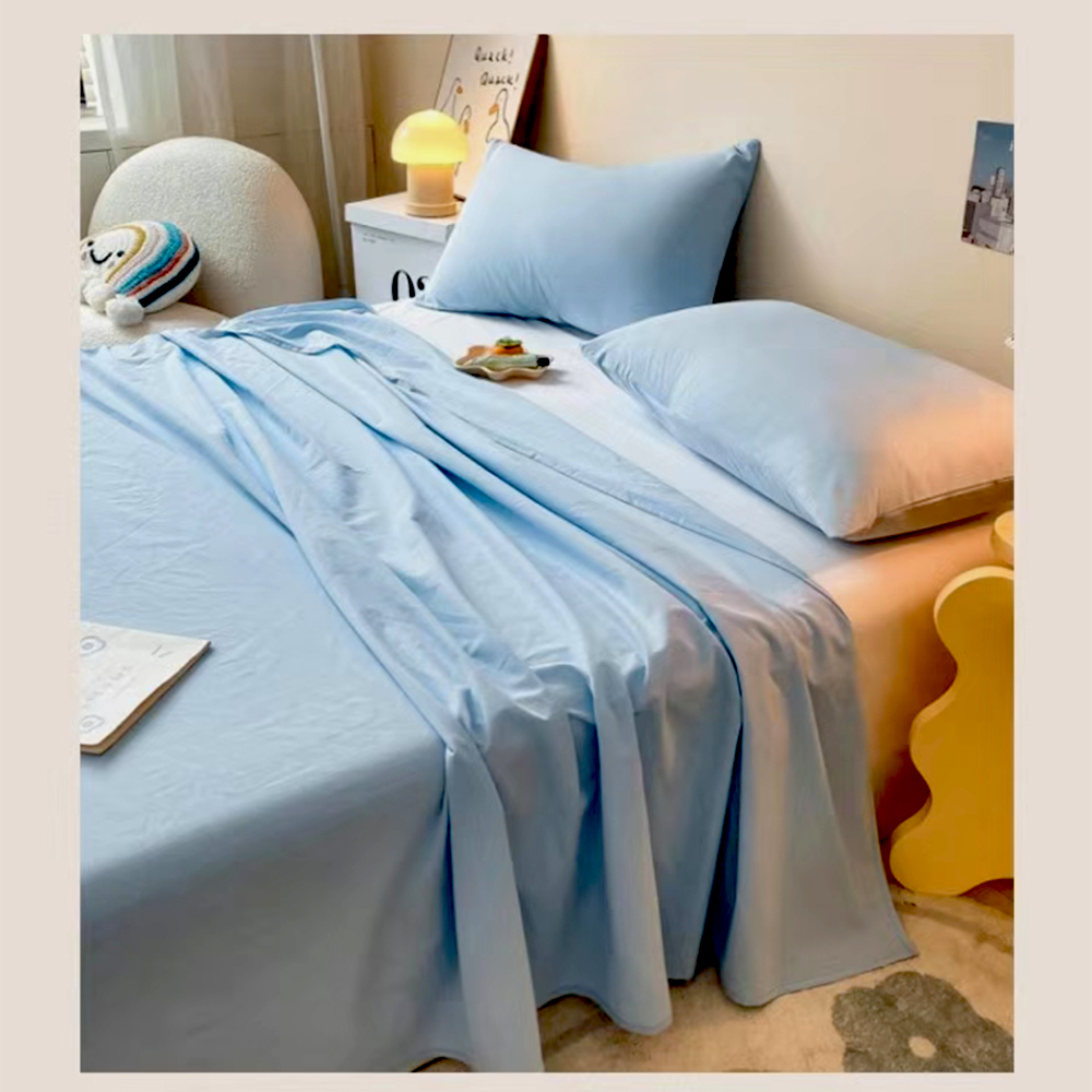 SNOWMAN Bed linen Solid color household bedroom summer thin fabric silky bed sheet