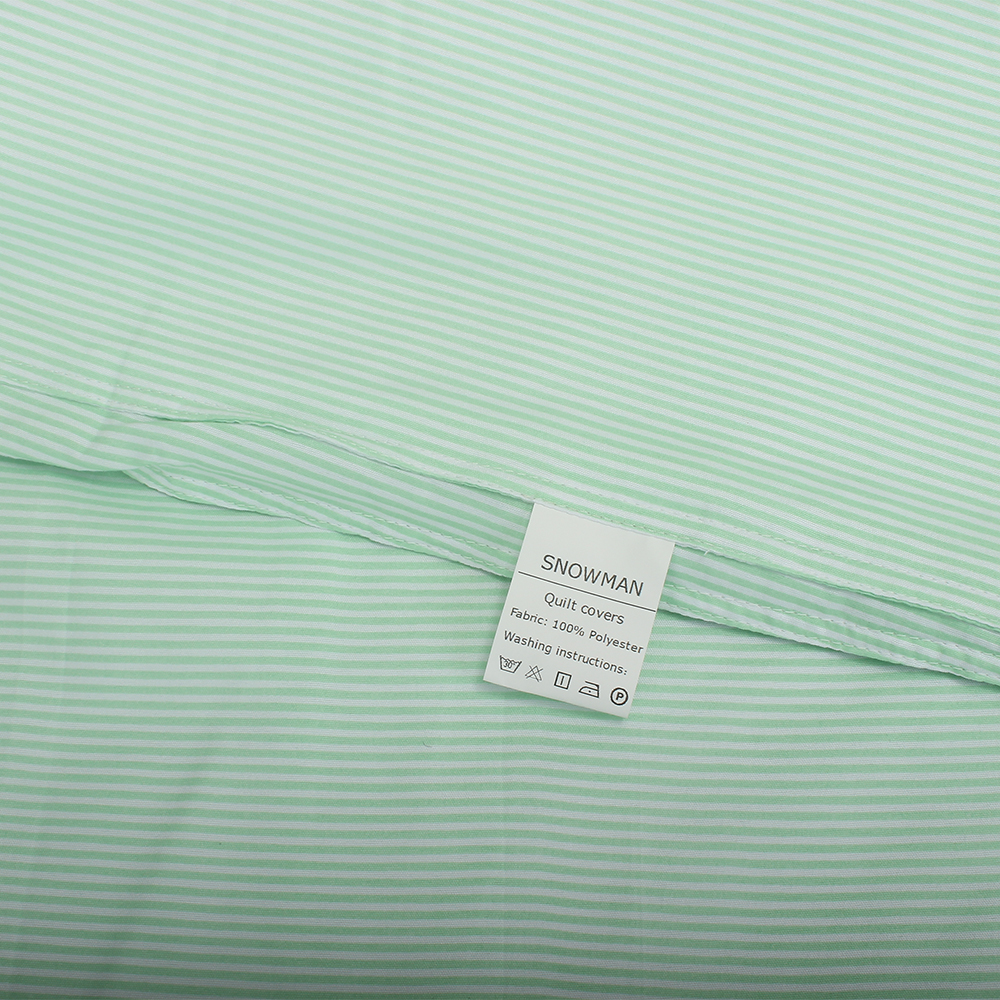 SNOWMAN Quilt covers Striped green household duvet cover zipper style, lightweight and breathable polyester fabric, soft and skin friendly