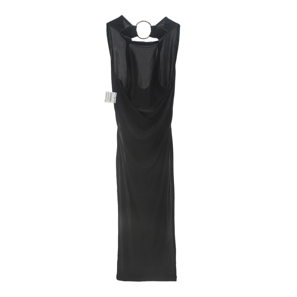 YUANMO Cosplay Costumes for Women,Black Lace Side Slit Sexy Sleeveless Mini Dress