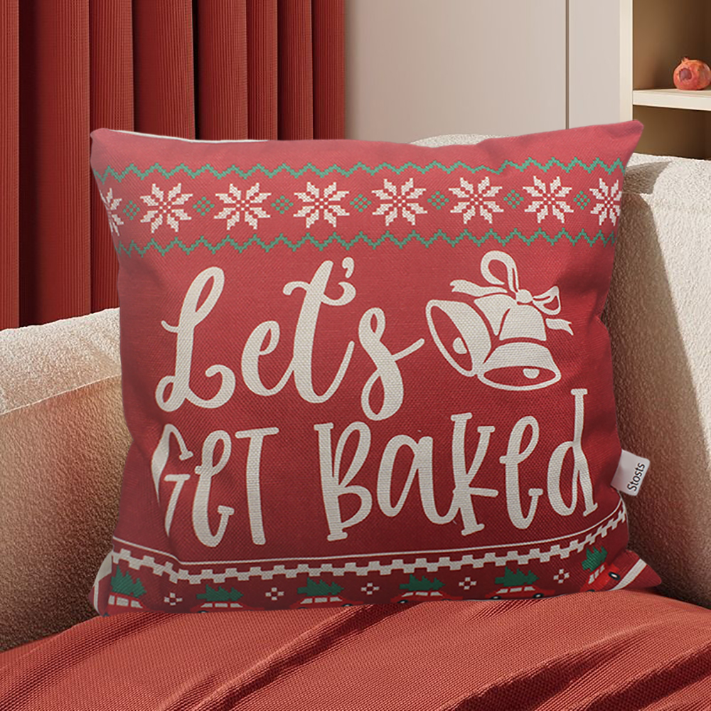 Stosts 26"x26" Pillowcase with red pattern, sofa cushion, cushion made of linen material