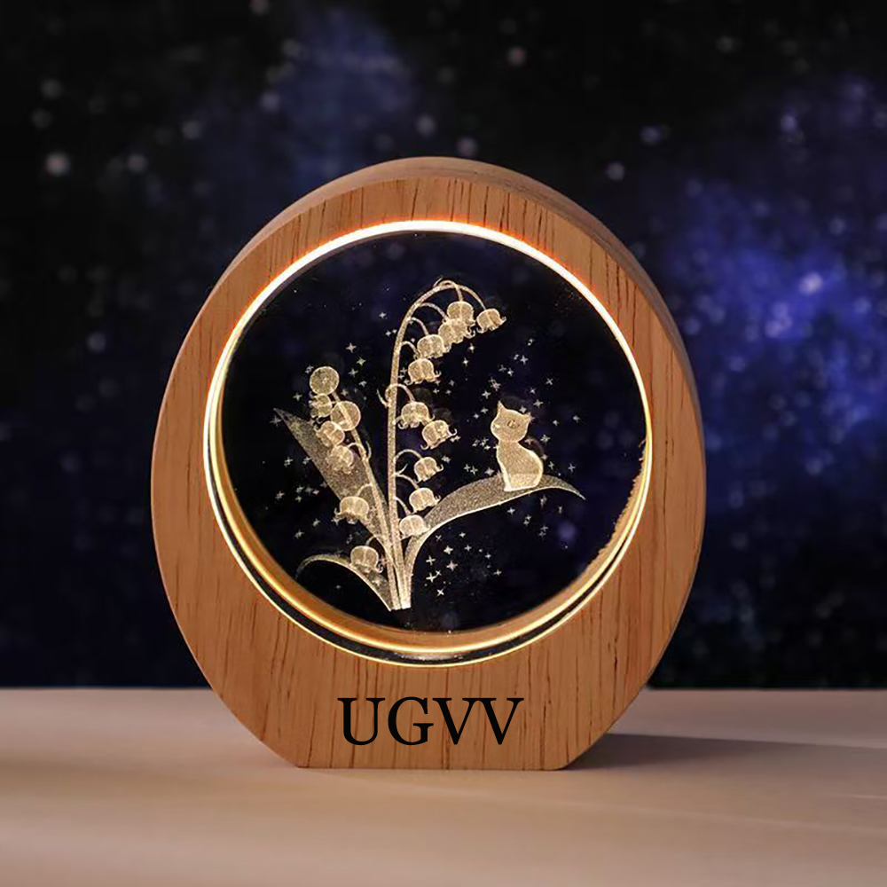 UGVV Works of art of non-precious metal Creative luminous night light desktop ornament glass decoration USB charging model