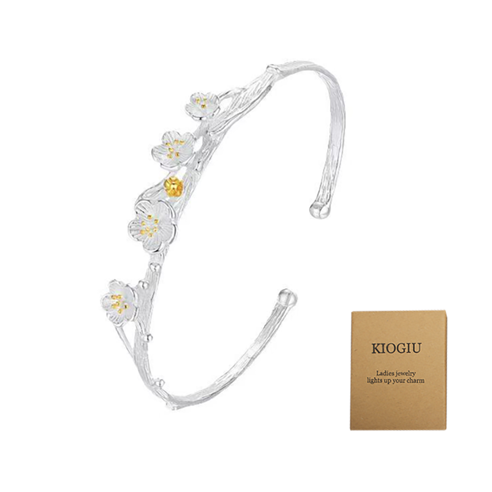 KIOGIU Bangles S925 Silver Plum Blossom Opening Bracelet Versatile Exquisite Jewelry Gift