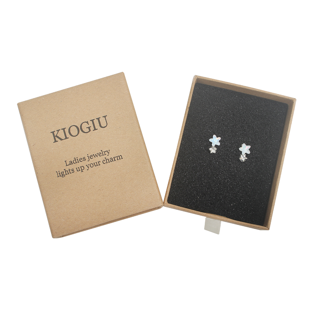 KIOGIU Earrings Blue star sparkling zircon earrings S925 silver needle anti allergic temperament earrings