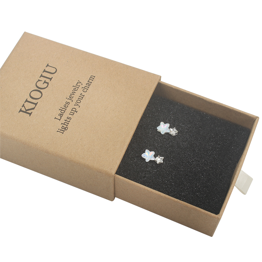 KIOGIU Earrings Blue star sparkling zircon earrings S925 silver needle anti allergic temperament earrings