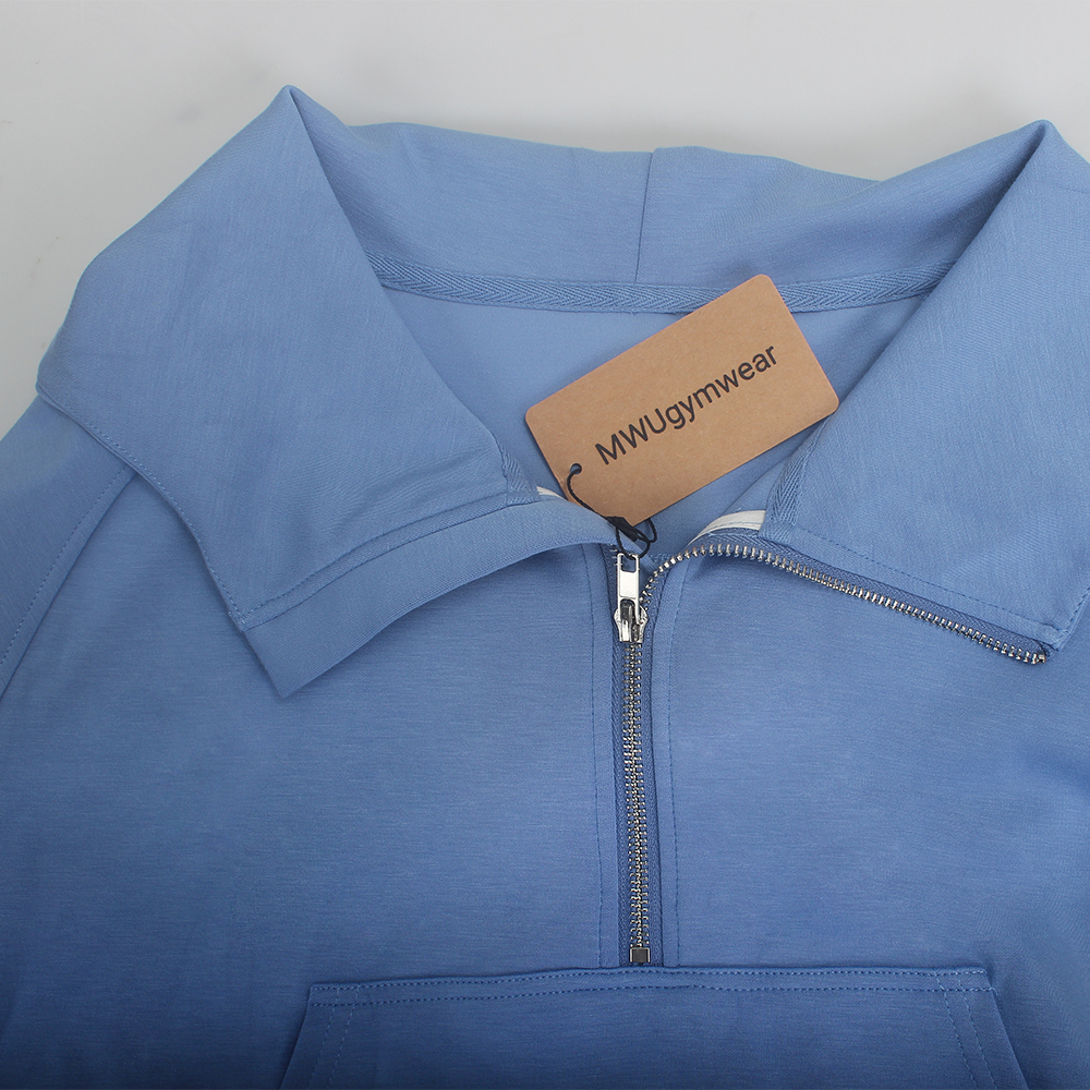 MWUgymwear Hoodies Women's hoodie with half zipper and pockets, slimming top for spring and autumn styles