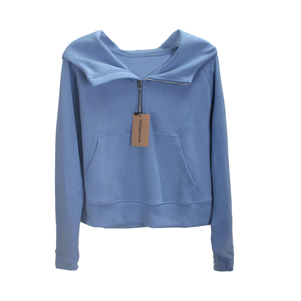 MWUgymwear Hoodies Women's hoodie with half zipper and pockets, slimming top for spring and autumn styles