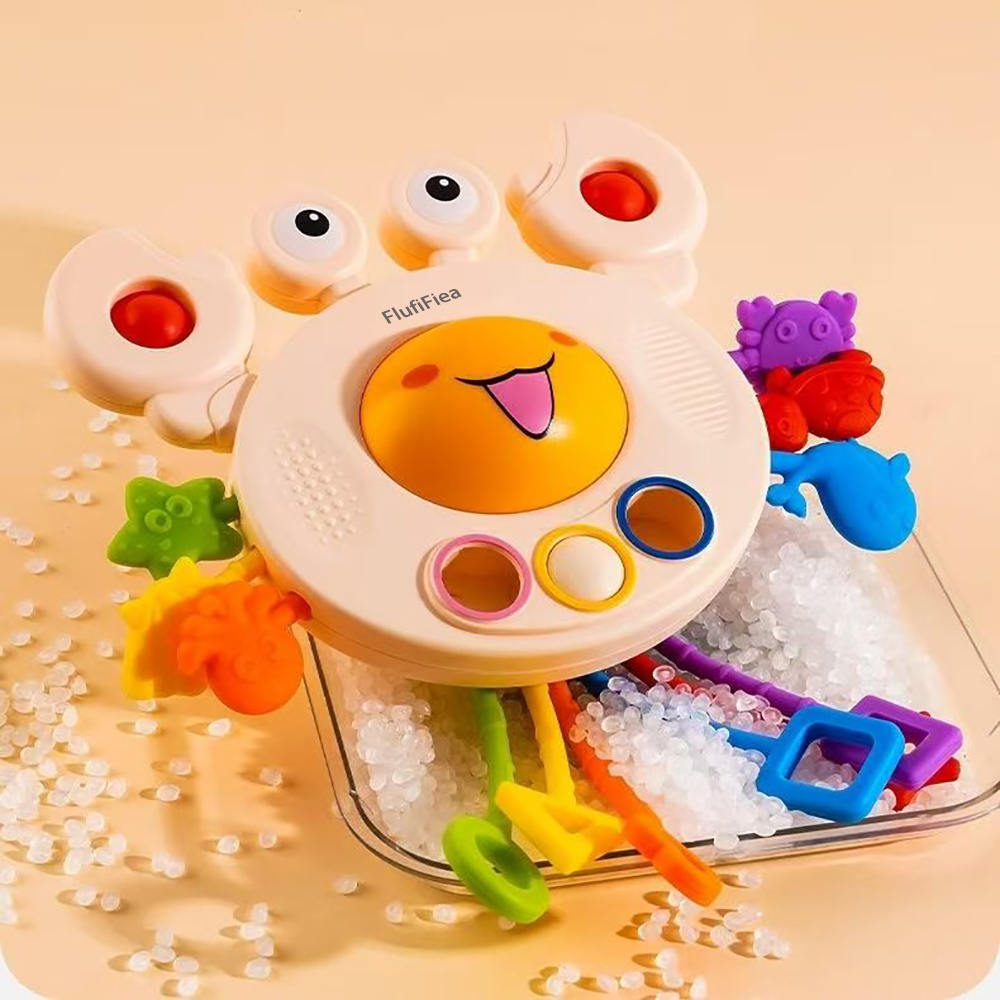 FlufiFiea Infant Baby exercises fingers, early education crab, Lala music, fine grasping children's toys