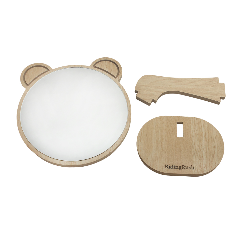 RidingRush Personal compact mirrors Wooden desktop makeup mirror for household bedroom, high-definition single-sided mirror