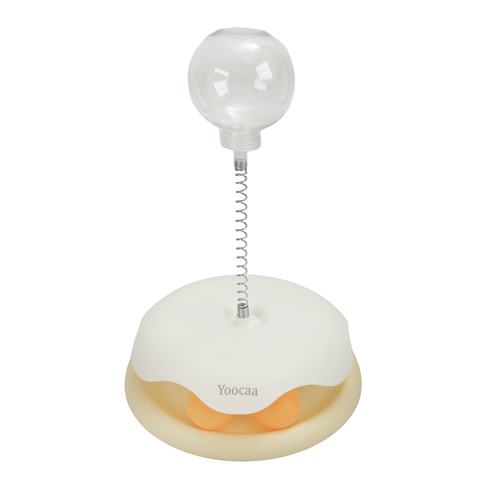 Yoocaa Toy for pets Cat exposed food dispenser, cat teasing spring, wobbly toy, spinning wheel, cat teasing rocking music, freeze-drying toy