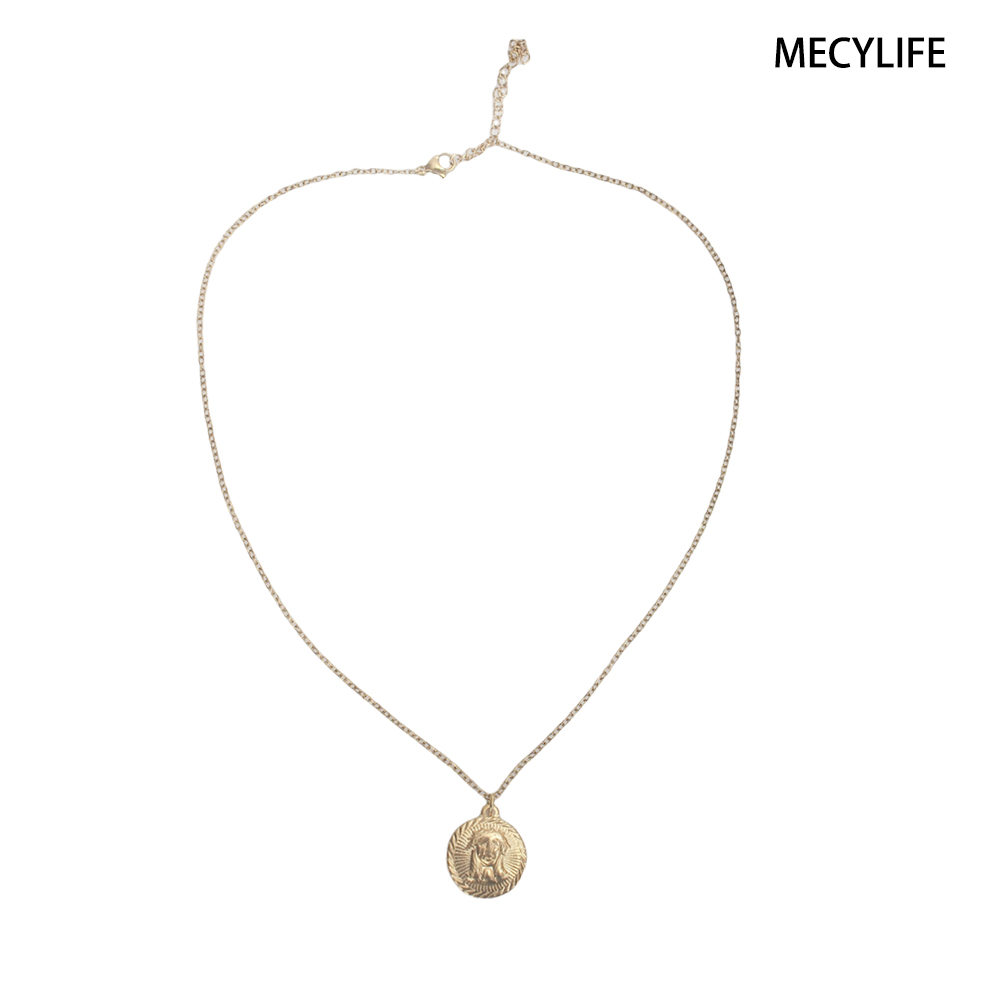 MECYLIFE Jewelry chains Sweater Chain Lock Bone Chain Head Money Coin Necklace