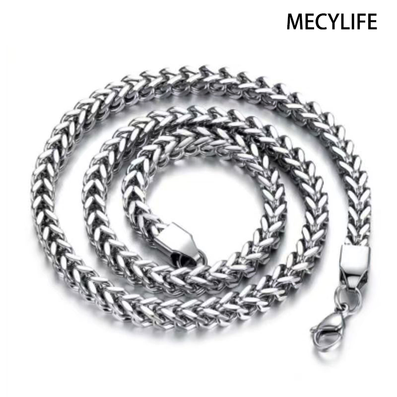 MECYLIFE Necklaces Men's No Pendant Titanium Steel Chain Personalized Trendy Men's Jewelry Snake Bone Chain