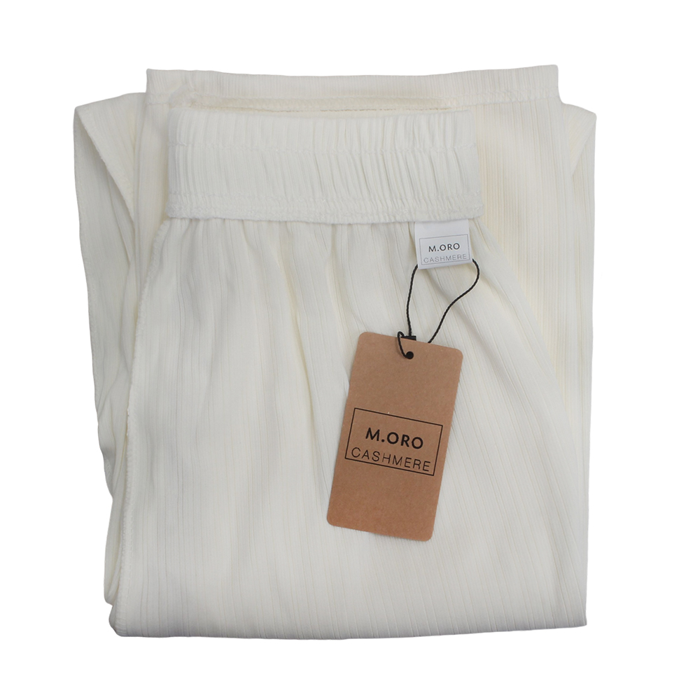 M. ORO CASHMERE Trousers Casual women's white loose high waisted pants straight leg style looks slim