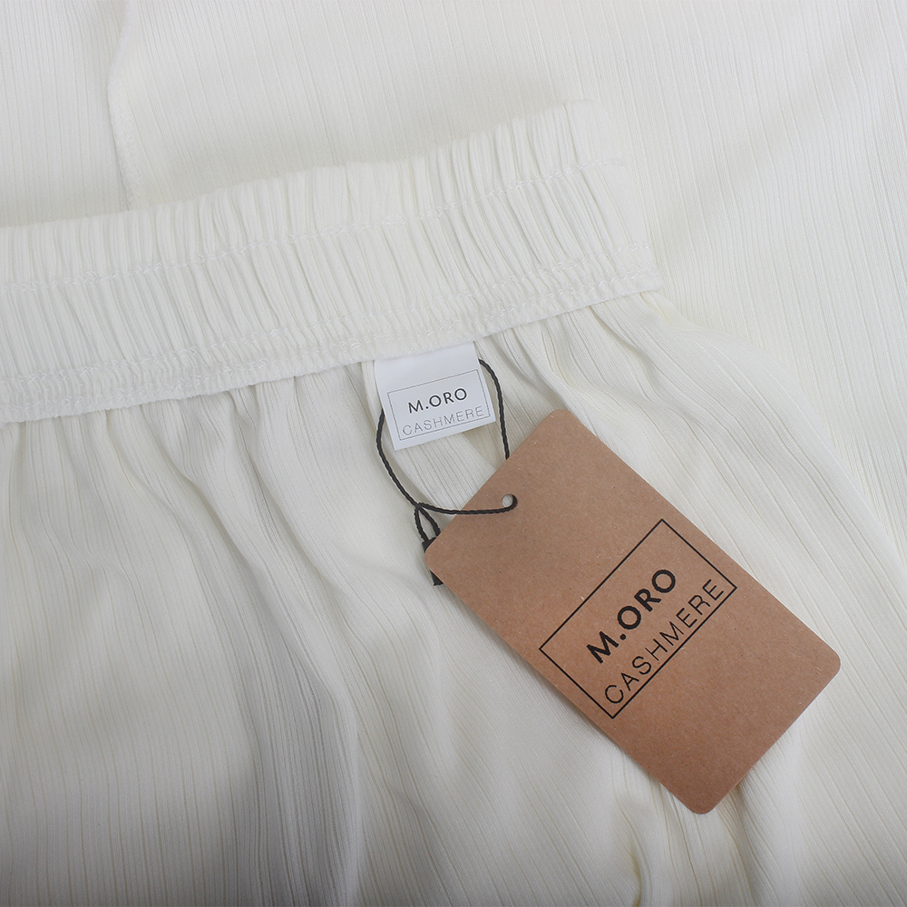 M. ORO CASHMERE Trousers Casual women's white loose high waisted pants straight leg style looks slim