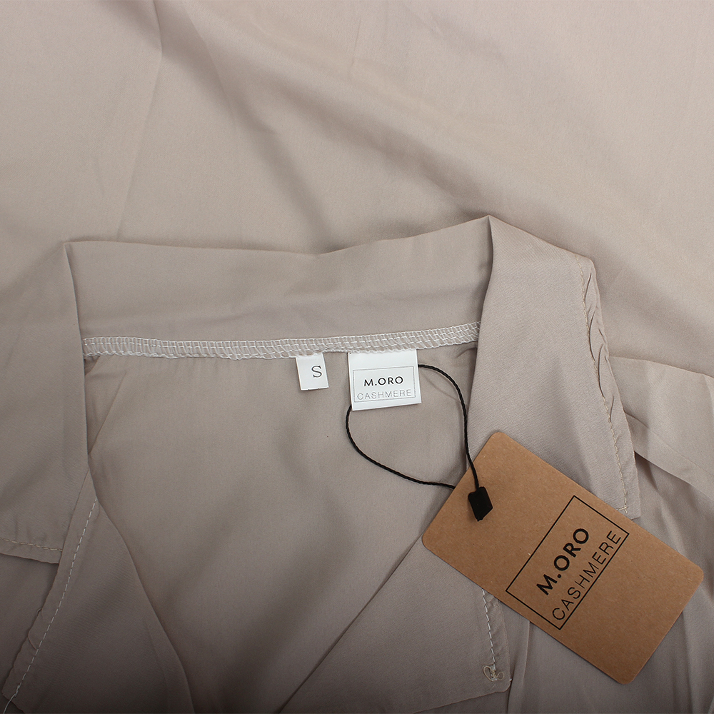 M. ORO CASHMERE Business wear,namely namely Women's short sleeved lapel solid color top for summer