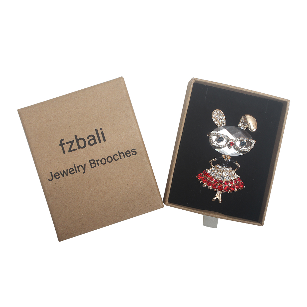 fzbali Brooches being jewelry Cute bunny suit dress pin fashion exquisite dress accessories