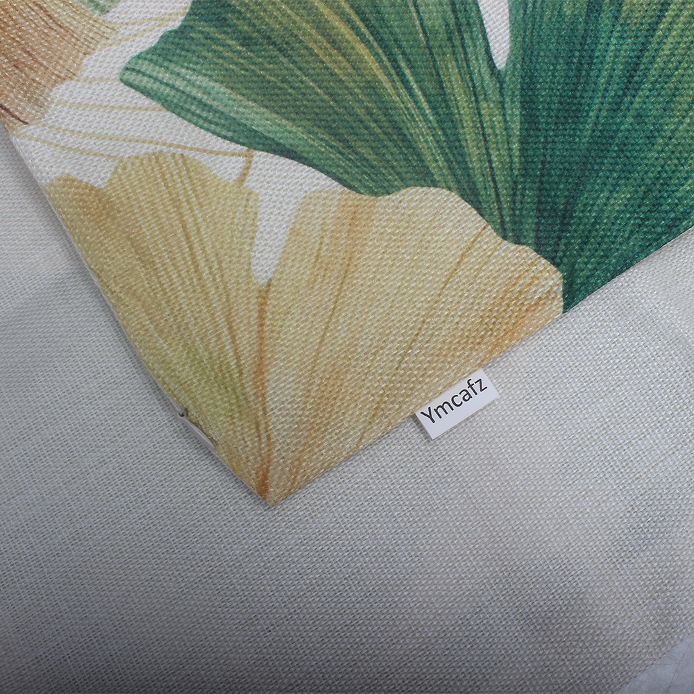 Ymcafz Ginkgo Leaf Decorative Pillow Covers 18x18inch Set of 2, - Modern Green & Gold Botanical Throw Cushion Cases for Sofa Couch Living Room Bedroom