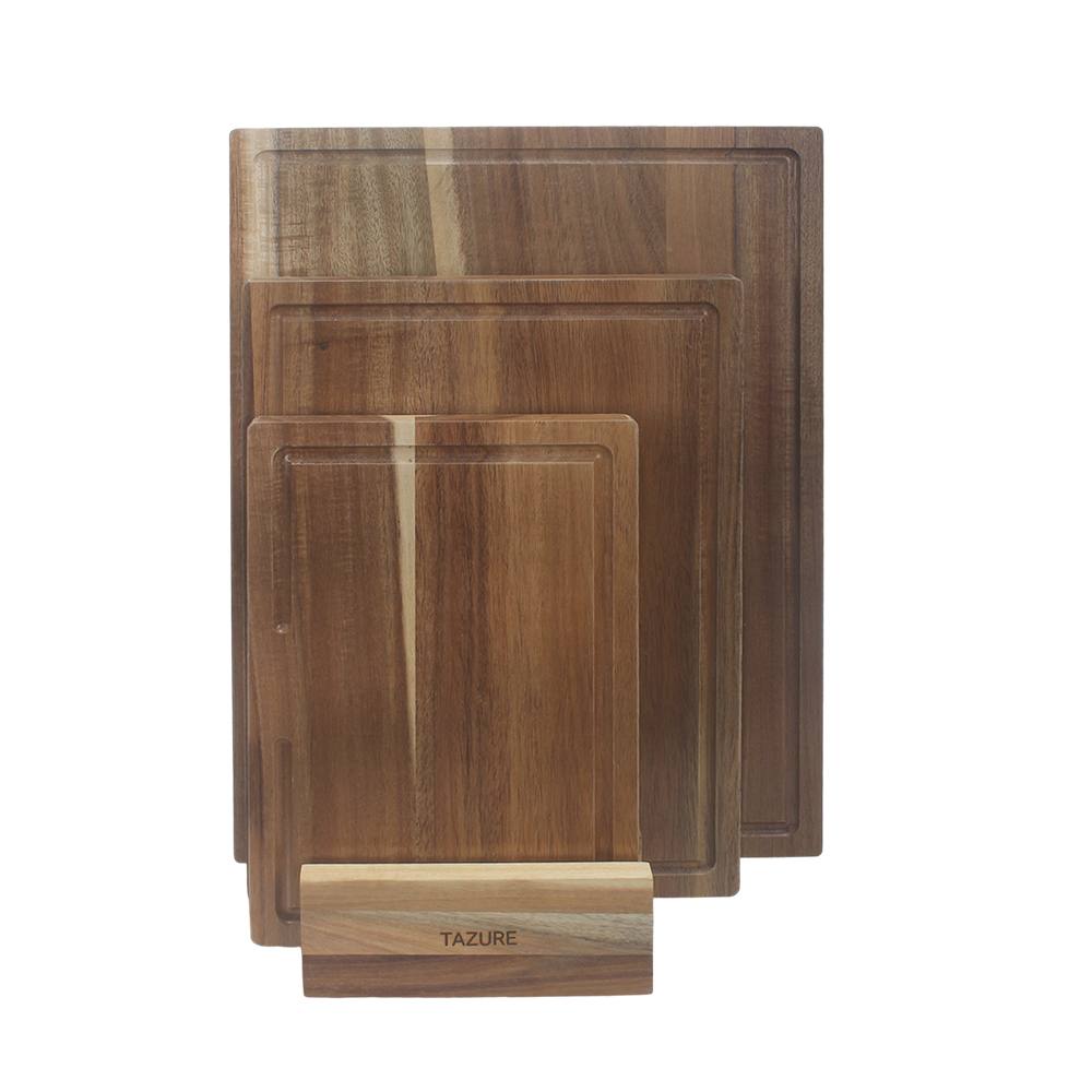 TAZURE Cutting boards for the kitchen Set of three different sizes of adhesive boards, thickened solid wood material, mold resistant