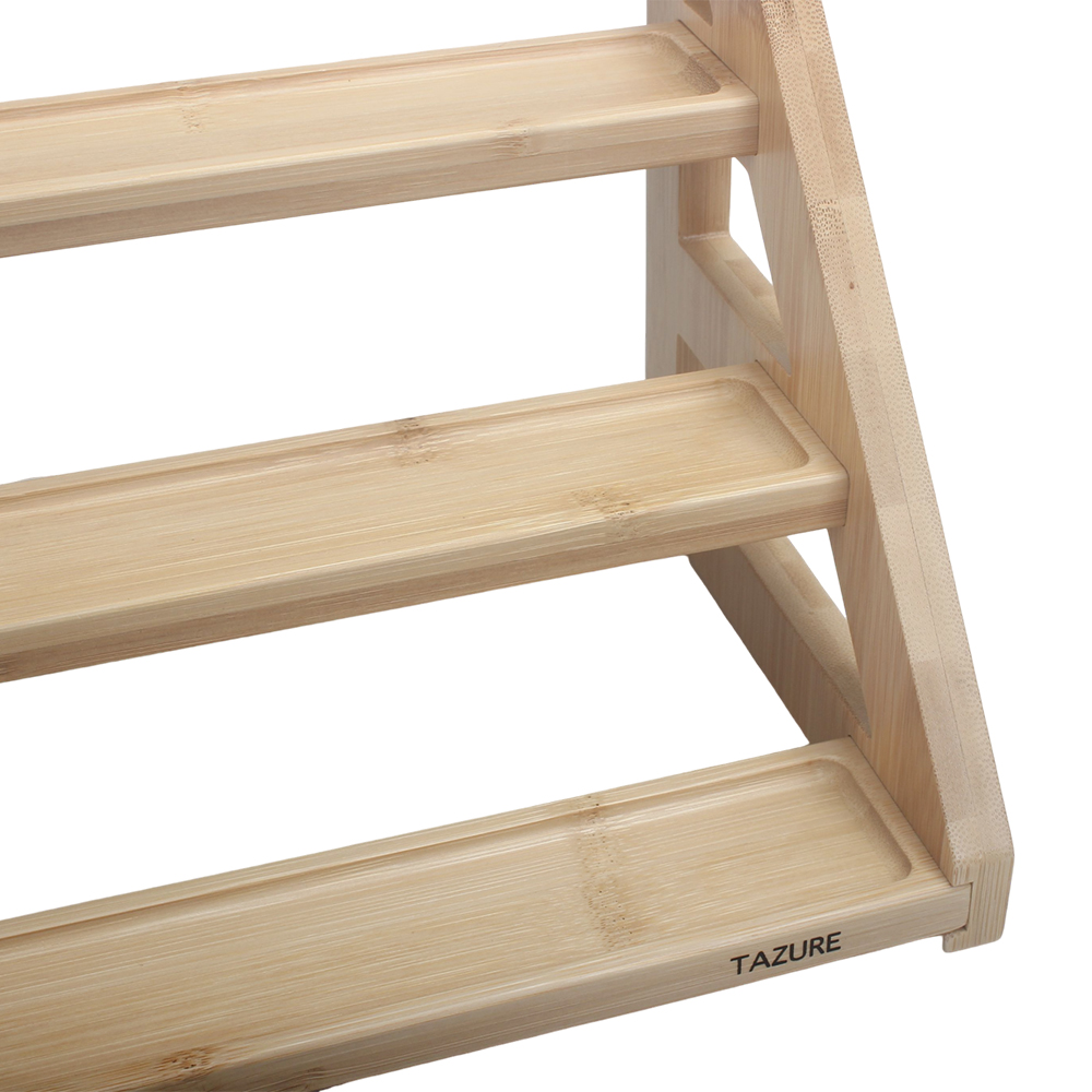 TAZURE Kitchen Utensils 3-Tier Bamboo Spice Rack Organizer,Freestanding Cruet Stand for Countertop, Kitchen, Cabinet, Pantry