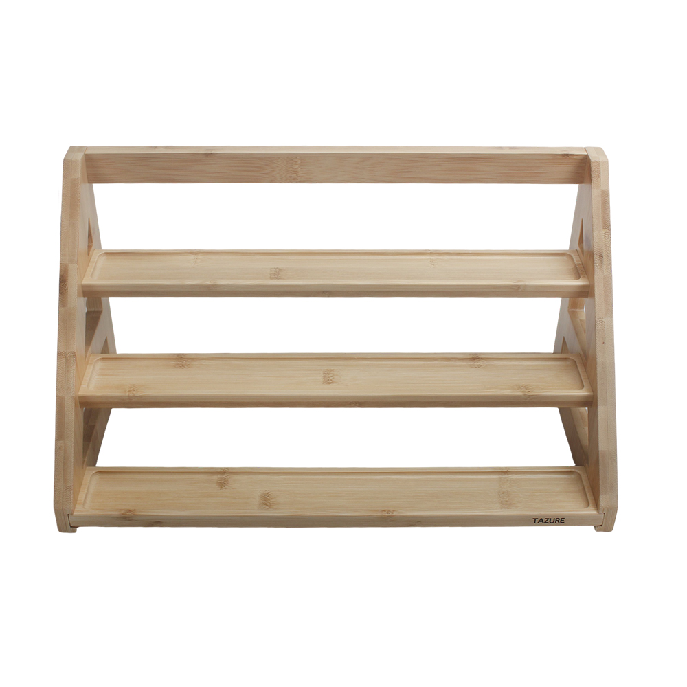 TAZURE Kitchen utensils Cruet stands Storage rack, kitchen shelf, solid wood, thick, sturdy, durable, spice bottle rack