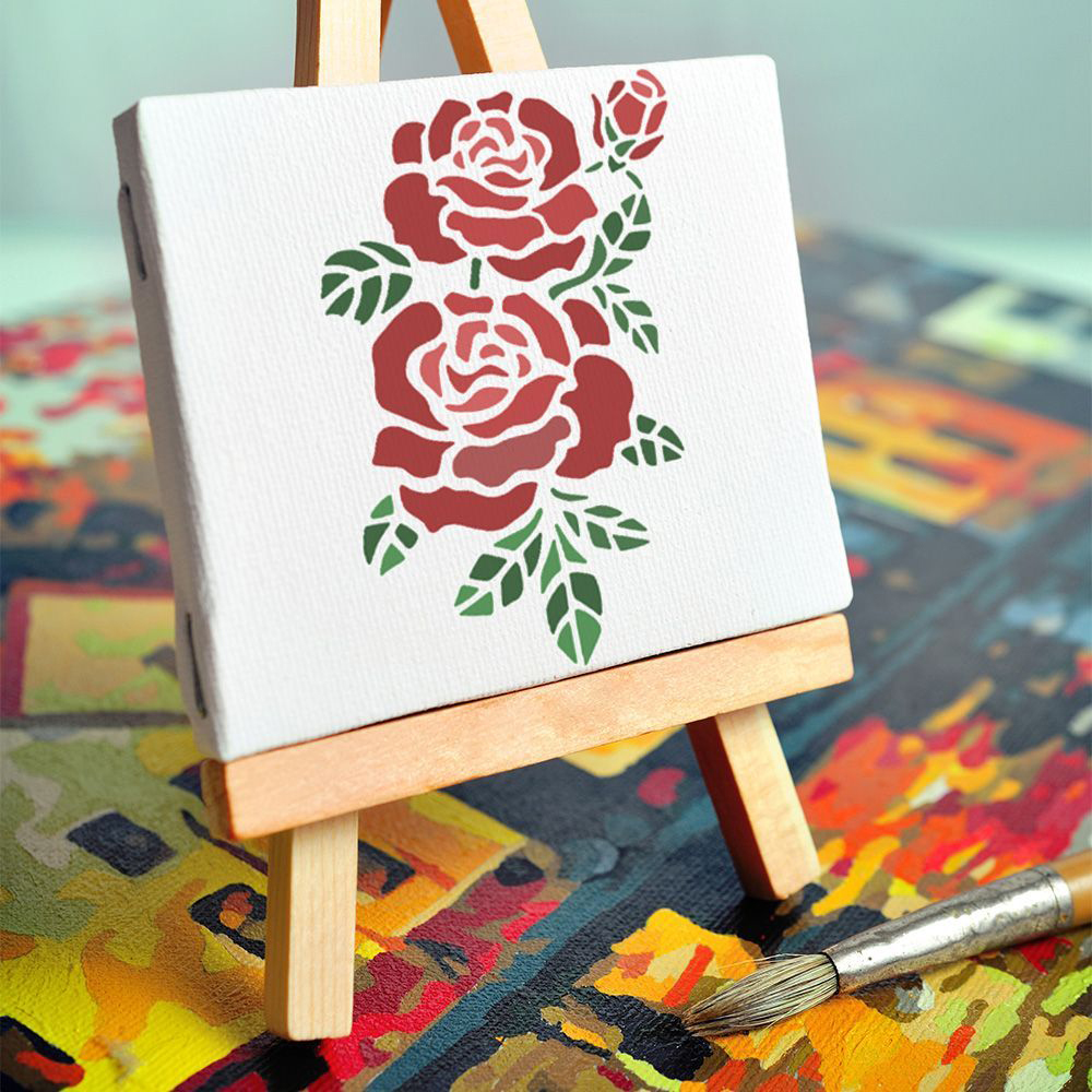 MRodouu 5 Pack Rose Stencils for Wall Painting, Reusable Floral Wallpaper Stencils for DIY Home Decor, Painting on Canvas, Wood, and Walls