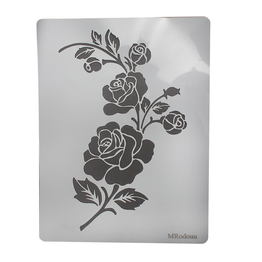 MRodouu Stencil plates A4 paper size template DIY wall painting template hand drawn spray painted rose hollow drawing board