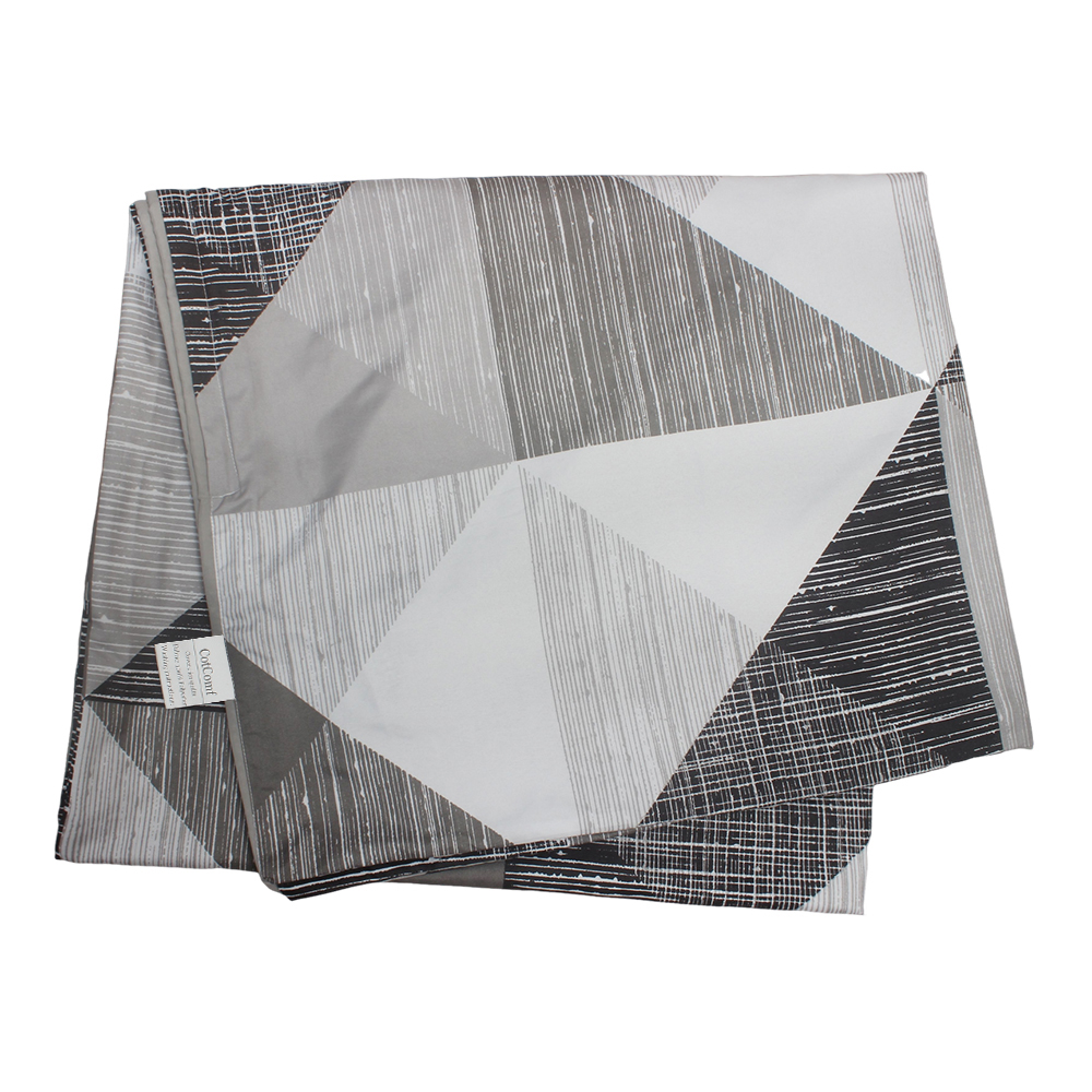 CotComf Modern Geometric 3 Piece Bedding Set, Soft Covers for quilts with Zipper Closure, Grey Triangle Pattern Duvet Cover with 2 Pillow Shams for Master or Guest Bedroom Decor