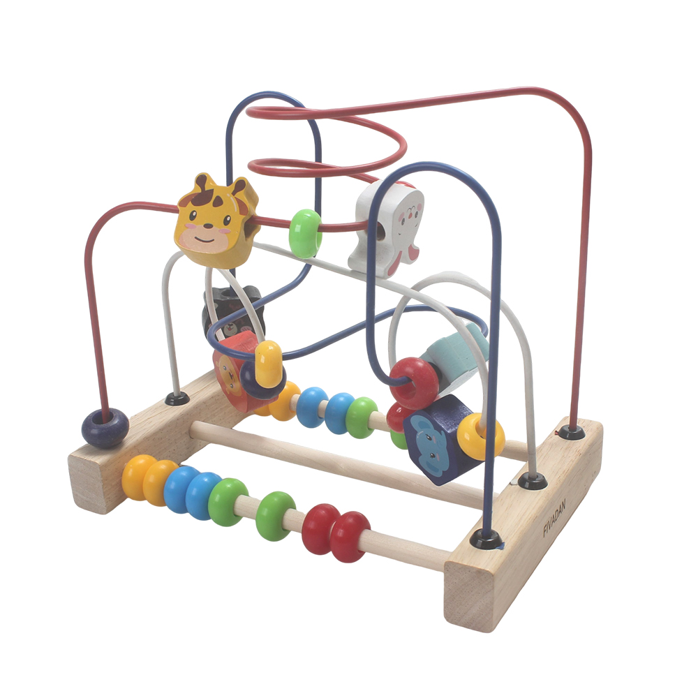FIVADAN Baby multiple activity toys with Beads Maze, Abacus & Animal Figures - Early Learning Developmental Gift for Infants & Toddlers - Ideal for Playtime & Sensory Exploration