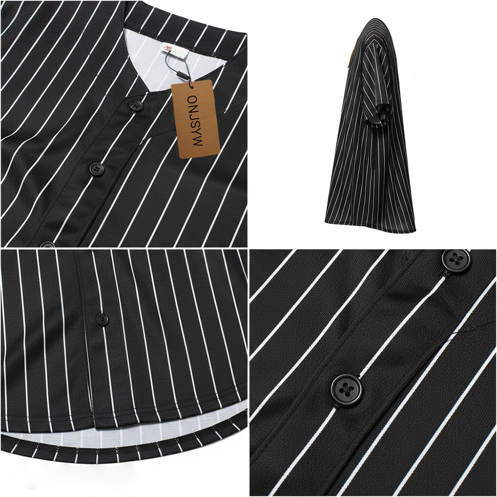 ONJSYW Stylish Striped Baseball Uniforms Shirt - Unisex Summer Casual Sportswear, Perfect for Music Festivals, Vacations & Athleisure.