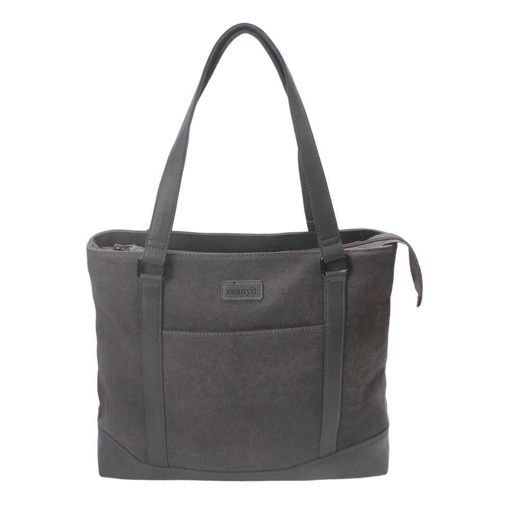 veanyit Lightweight Canvas Tote Bags Shoulder for Women, Daily Commute Work School Crossbody bags, Fits 14-15 Inch Laptop