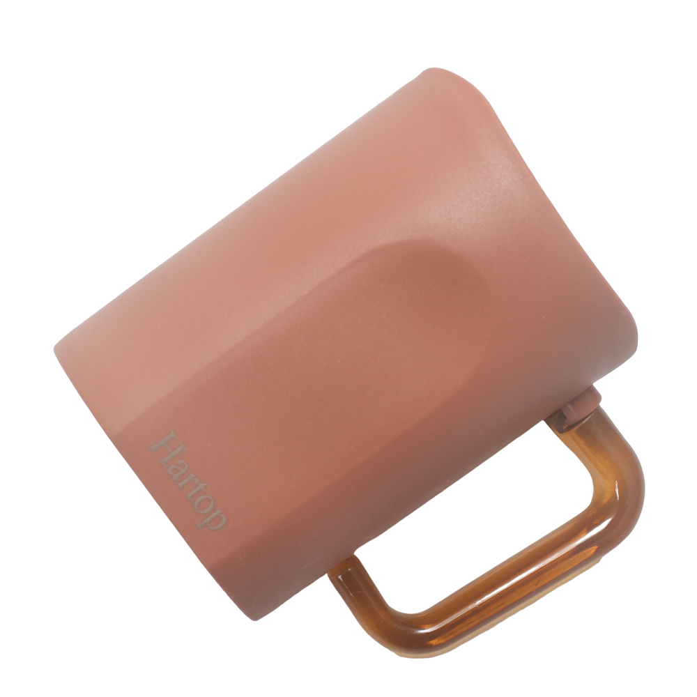 Hartop Chic Minimalist Office Cups, Matte V-Rim Design Plastic Water Mugs with Handle, Durable Hydration Cups for Workplace Desk and Conference Room.