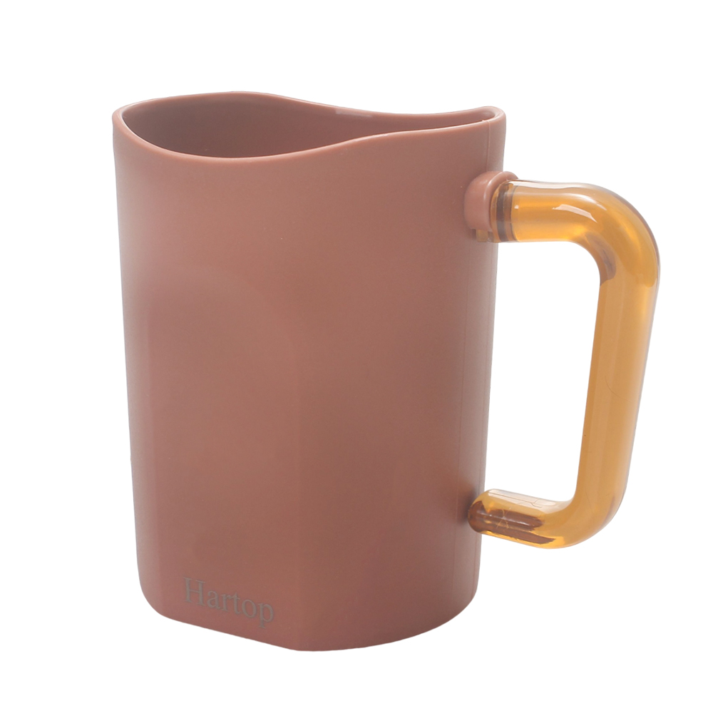 Hartop Chic Minimalist Office Cups, Matte V-Rim Design Plastic Water Mugs with Handle, Durable Hydration Cups for Workplace Desk and Conference Room.