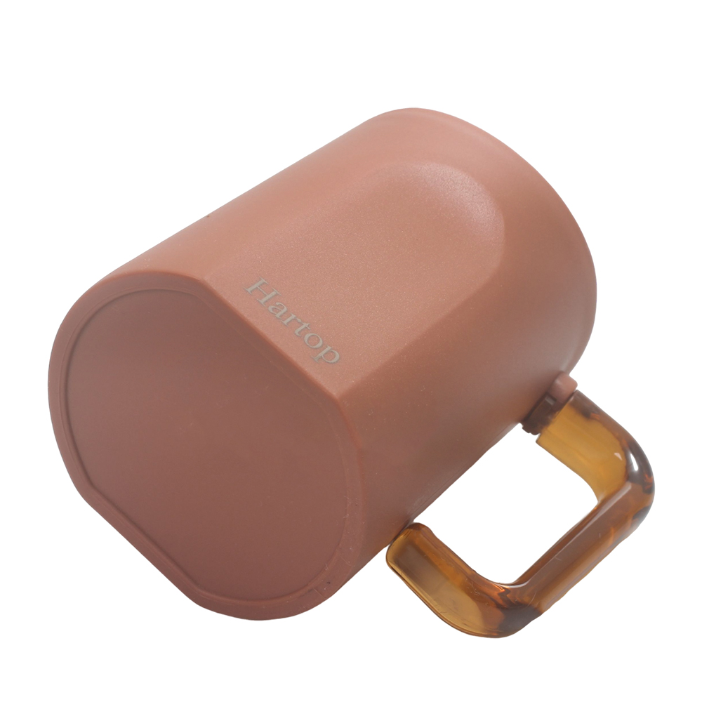 Hartop Chic Minimalist Office Cups, Matte V-Rim Design Plastic Water Mugs with Handle, Durable Hydration Cups for Workplace Desk and Conference Room.