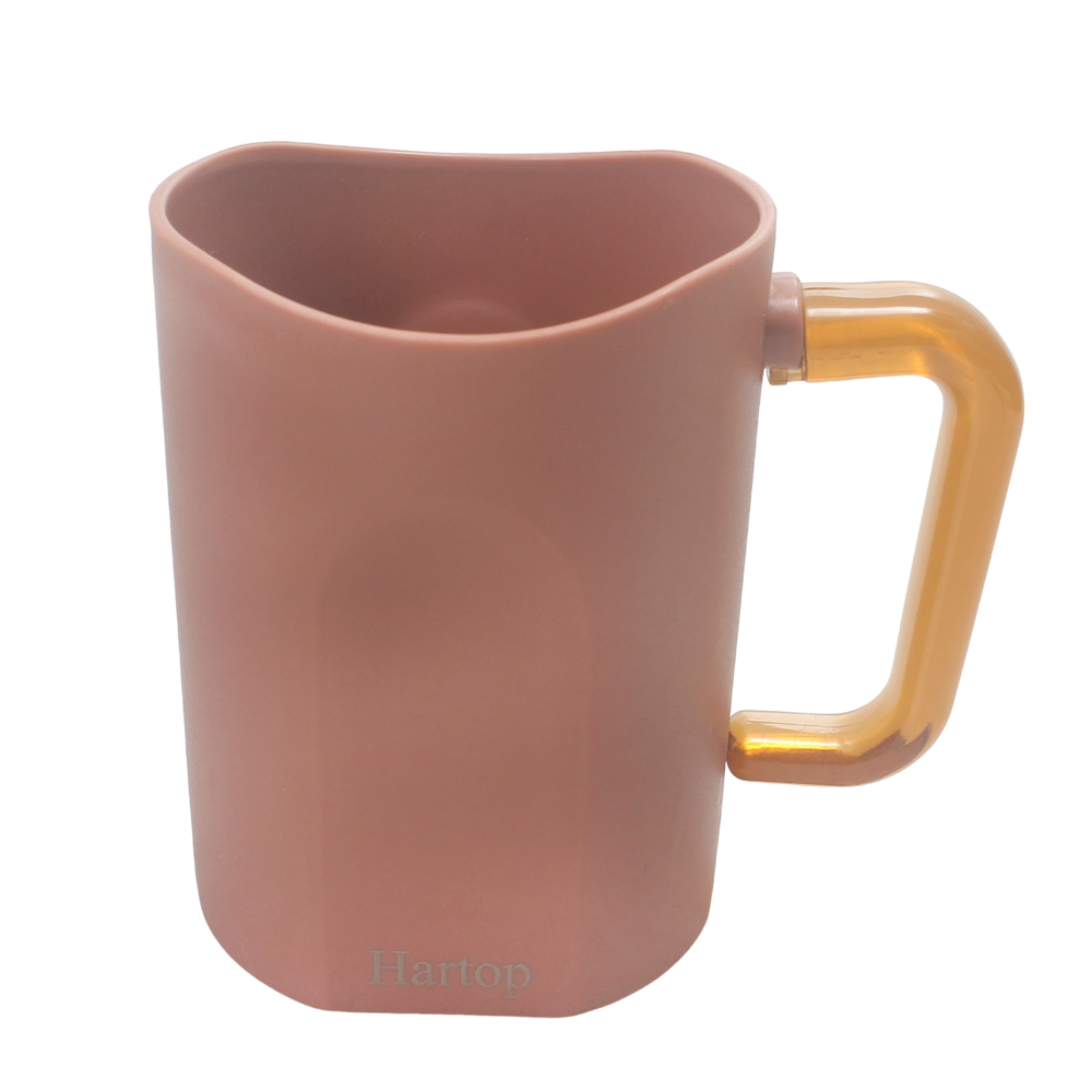 Hartop Chic Minimalist Office Cups, Matte V-Rim Design Plastic Water Mugs with Handle, Durable Hydration Cups for Workplace Desk and Conference Room.