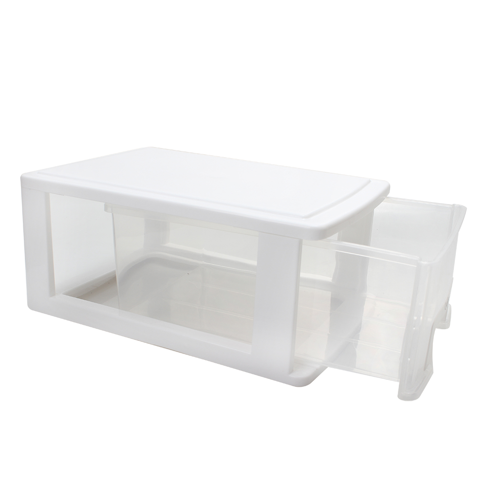 Cyqlity Stackable Desktop Organizer Drawer, Clear Plastic Storage Box for Office Supplies, Non-metal storage boxes for general use, Perfect for Desk, Stationery, and Small Parts Organization