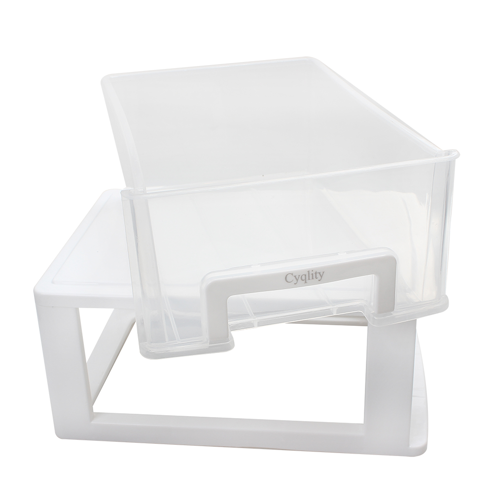 Cyqlity Stackable Desktop Organizer Drawer, Clear Plastic Storage Box for Office Supplies, Non-metal storage boxes for general use, Perfect for Desk, Stationery, and Small Parts Organization